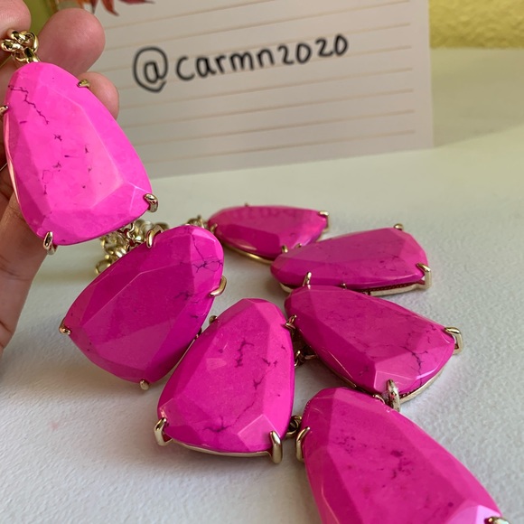 Kendra Scott Harlow statement necklace magenta neon pink rare barbie - Picture 11 of 11